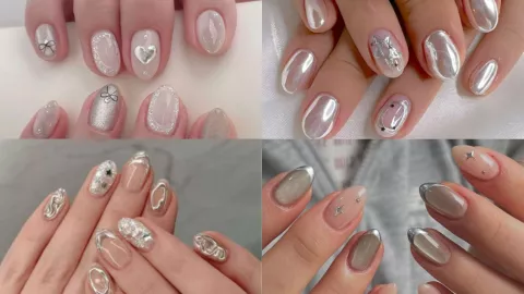 uñas japonesas en color plateado