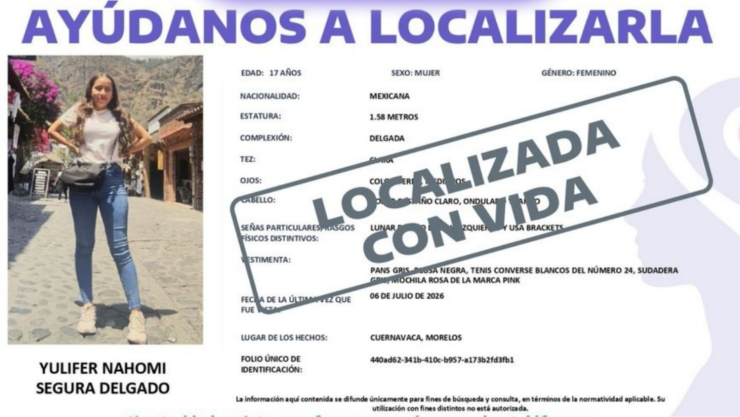 Localizan con vida a Yulifer Nahomi Segura Delgado.