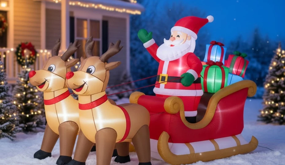 Adornos inflables o árbol de Navidad