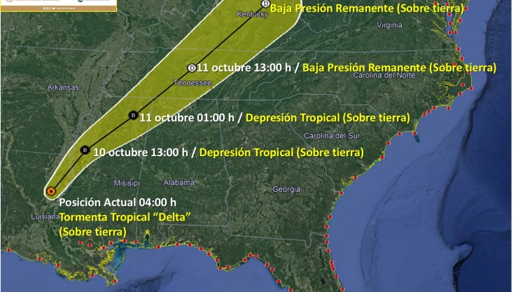 Delta se debilita a tormenta tropical en EUA