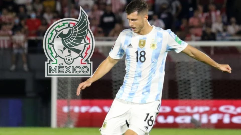 Guido Rodríguez jugando con la Selección de Argentina