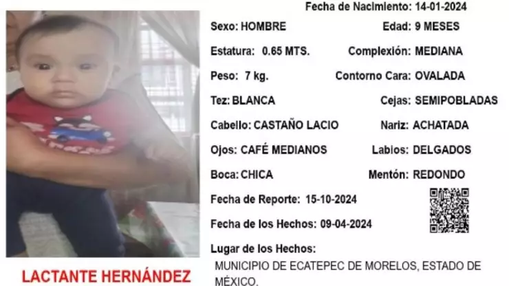 ALERTA AMBER: ¡Urgente! Lactante Hernández Juárez y Lía Galván Morales desaparecieron en el Estado de México