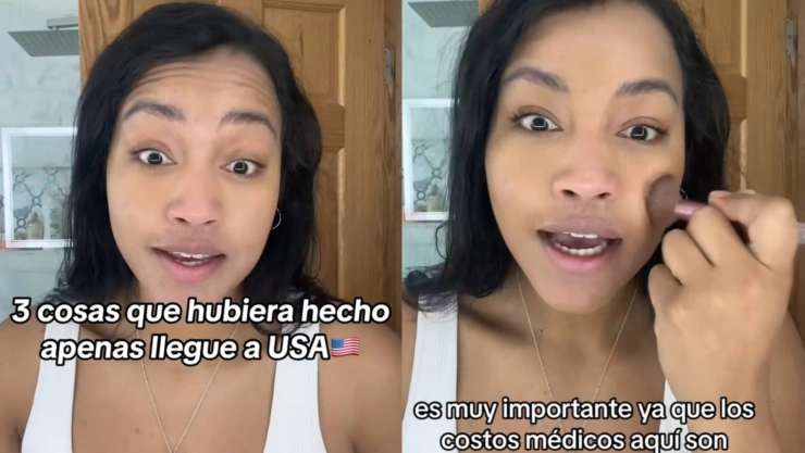 Joven hispana que habla a la cámara desde Estados Unidos
