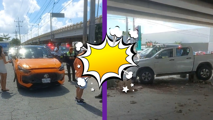 Automóvil termina bajo puente vehicular en Playa del Carmen tras choque; esto se sabe del caso.jpg
