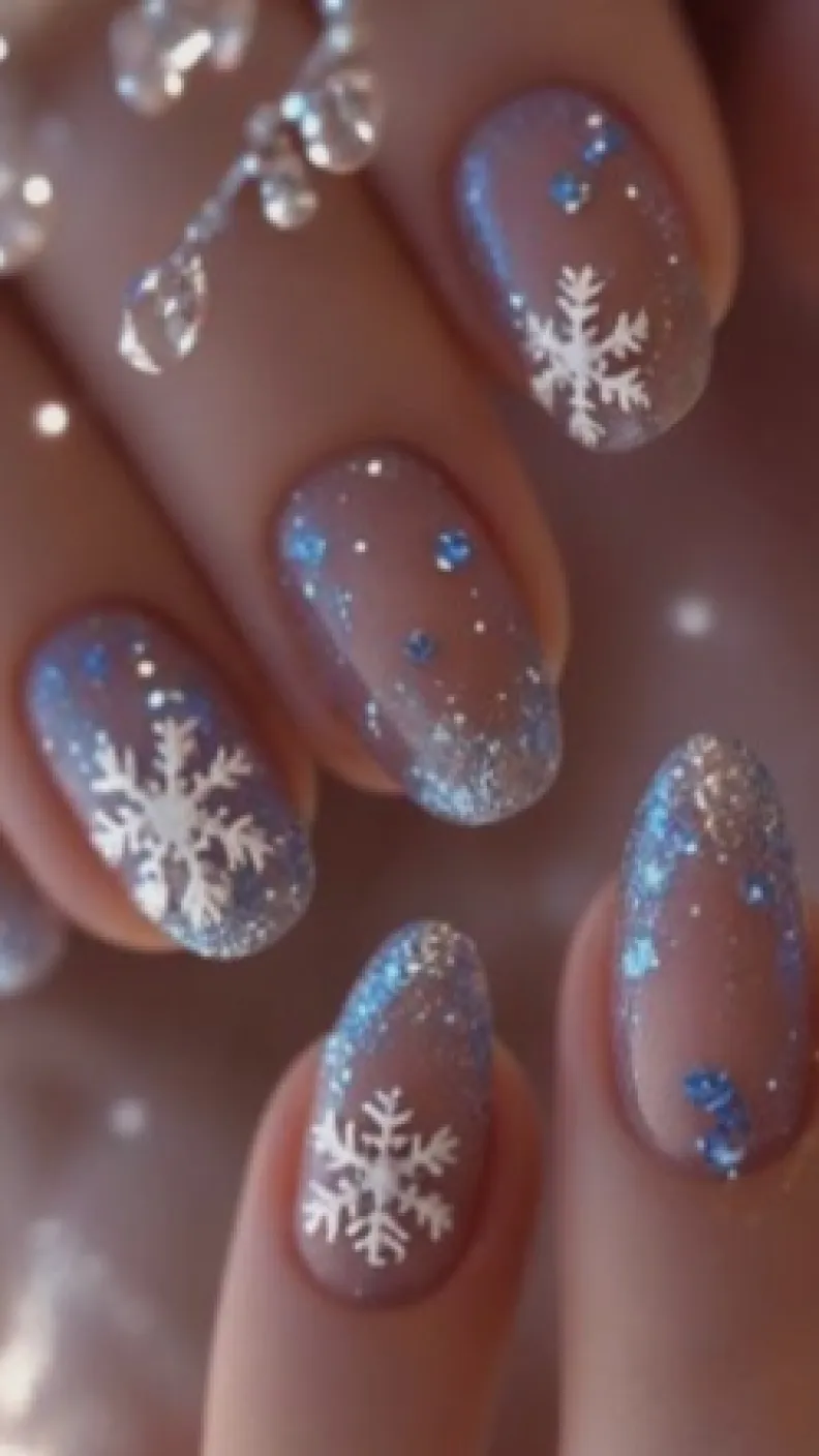 10 ideas de uñas copo de nieve para presumir en Navidad