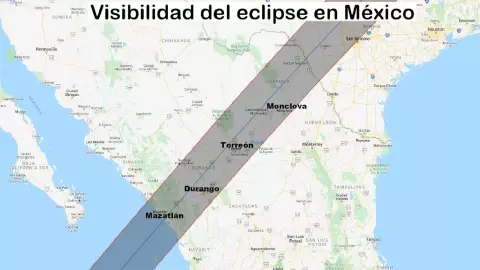 De acuerdo con la Universidad Nacional Autónoma de México (UNAM) esta es la ruta que tomará el eclipse solar en 2024.