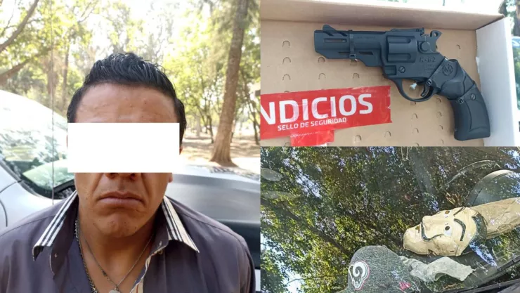 Ladrón detenido pistola y máscara