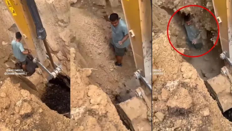 Hombre queda enterrado vivo