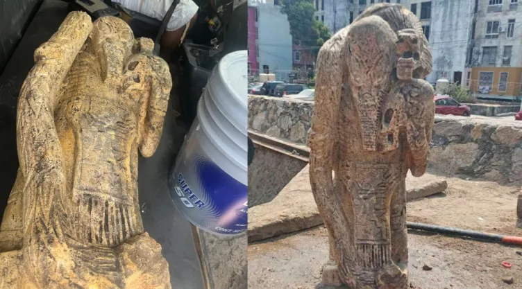 Hallan misteriosa figura en obra de Acapulco, parece extraterrestre