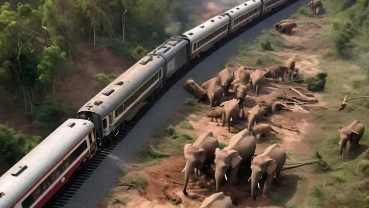 Tren atropella a manada de elefantes en Colombo, Sri Lanka