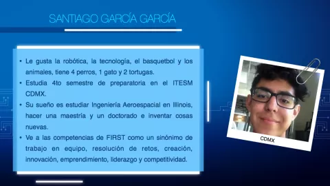 Equipo mexicano del Mundial de Robótica, Santiago García