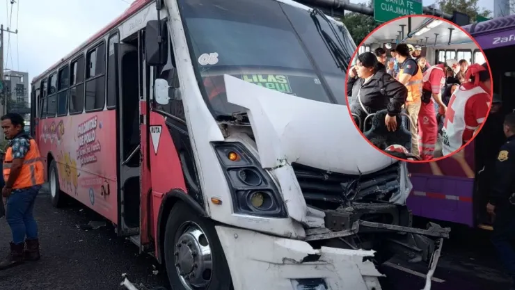 Choque entre camiones de transporte público deja varios heridos