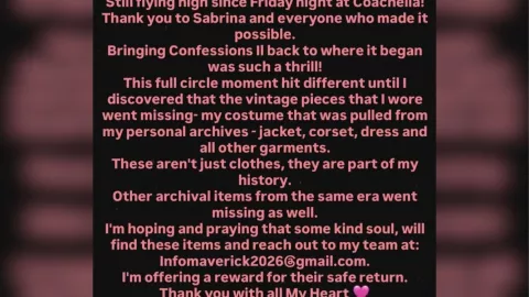 Madonna Cantante sufre robo de vestuario en Coachella y ofrece recompensa