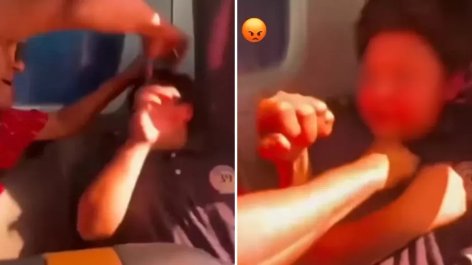 VIDEO Hombre amenaza menor con tijeras