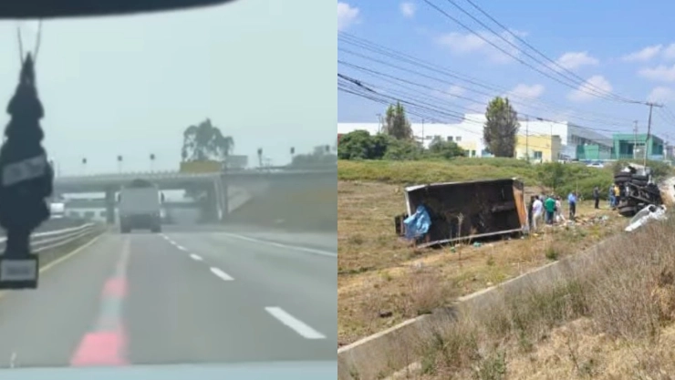 Camión de volteo se queda sin frenos y provoca aparatosa volcadura en México-Tuxpan Hidalgo