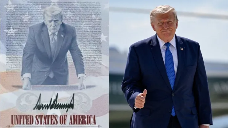 Pasaporte de Estados Unidos con la cara del presidente Donald Trump