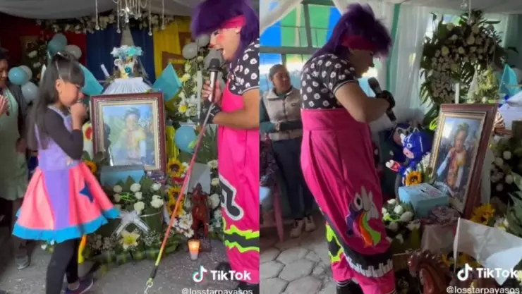 Payasito rompe en llanto; fue contratado para el funeral de un niño