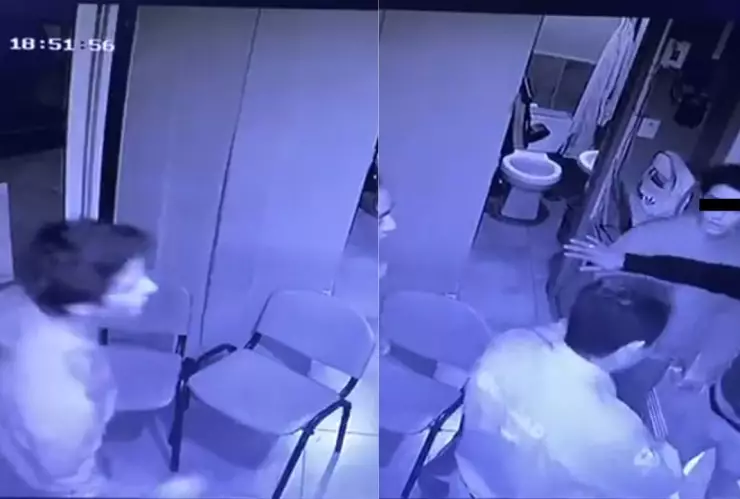 VIDEO: Captan golpiza de joven sobre guardia de seguridad en Puebla