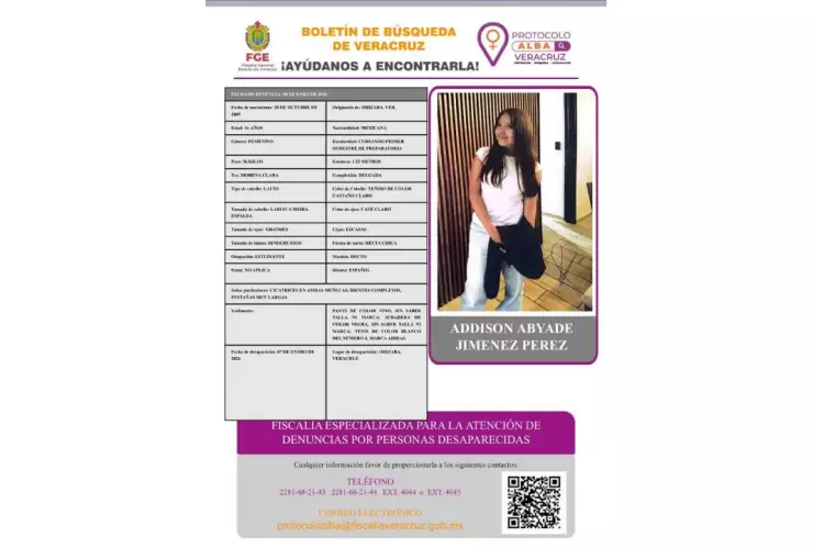Menor desaparecida en Maltrata, Veracruz