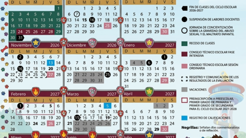 Calendario escolar de Paw Patrol.