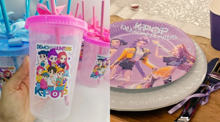 5 ideas de vasos y platos de fiesta para las amantes de KPop Demon Hunters