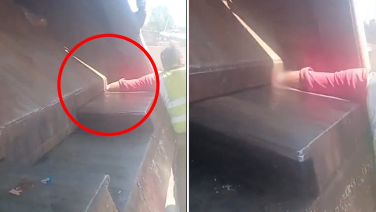 Trabajador de recolección en Oaxaca queda prensado del brazo por camión de basura.png