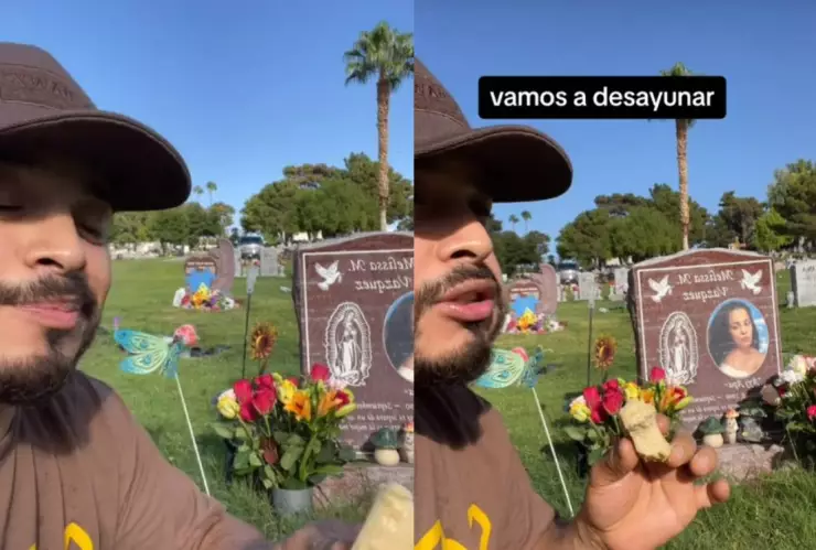 TikTok - desayuna con su esposa fallecida.