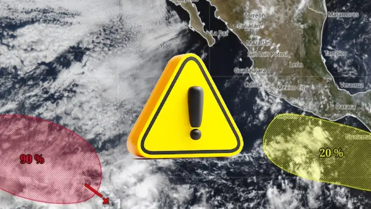 Conagua vigila dos zonas de baja presión en el Pacífico; una tiene 90% de potencial ciclónico