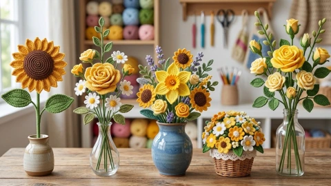 Flores amarillas a crochet