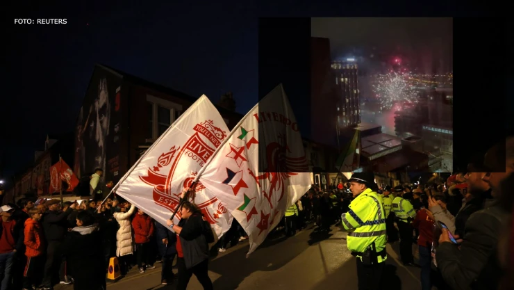 Fuegos artificiales sobre Real Madrid Liverpool Champions League