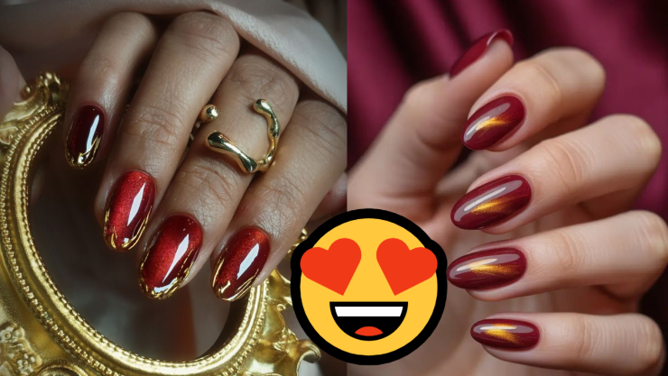 Te enamorarás de estos 9 diseños de uñas con efecto ojo de gato color rojo