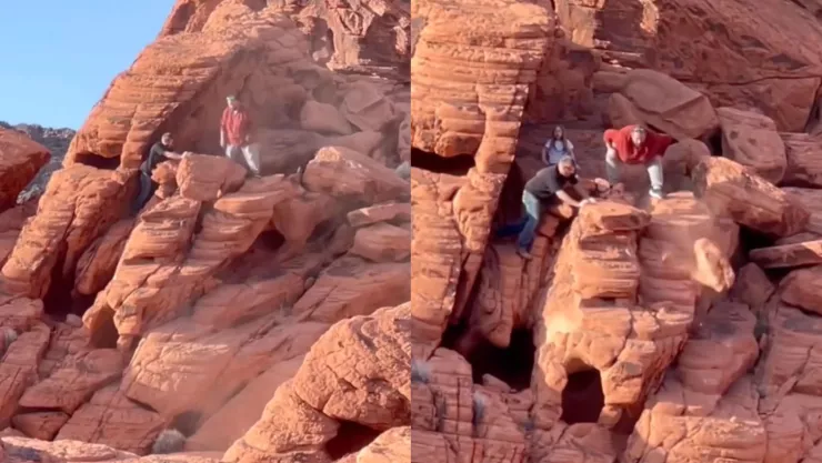 Captura de pantalla en donde se ve a los hombres destruyendo el área natural.