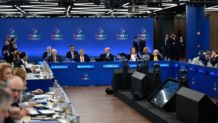 Sesión plenaria de una cumbre de la UE en Budapest, Hungría, en 2024.