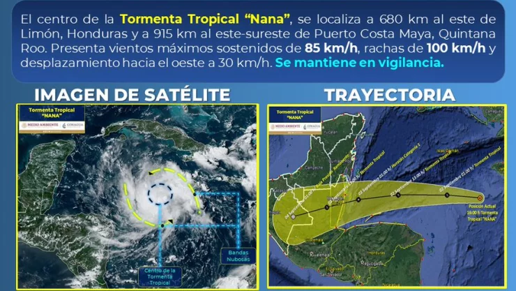 Tormenta tropical “Nana” se aproxima gradualmente a México: Conagua 