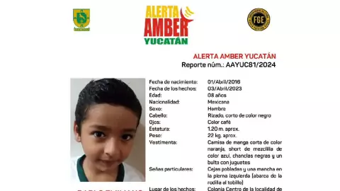 Alerta Amber en Yucatán_ Buscan al menor Pablo Emiliano de 8 años de edad