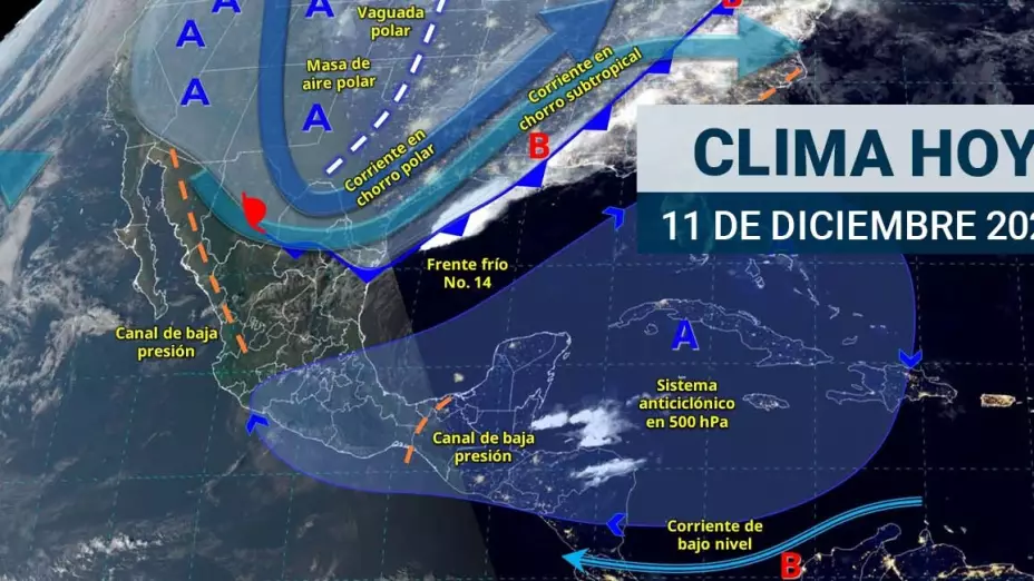 ¡Lluvias y descargas eléctricas! Así será el clima en México hoy 11 de diciembre.