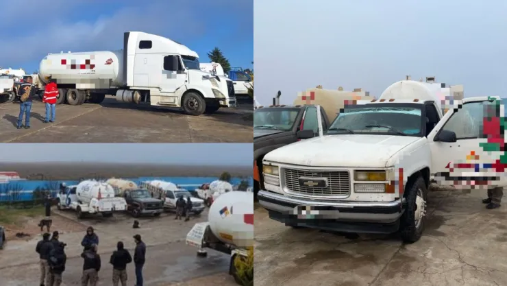 Pipas aseguradas en cateo en Hidalgo.