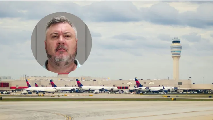 Foto de aeropuerto de Atlanta, Estados Unidos y de Billy Joe Cagle, quien amenazó con hacer un tiroteo.