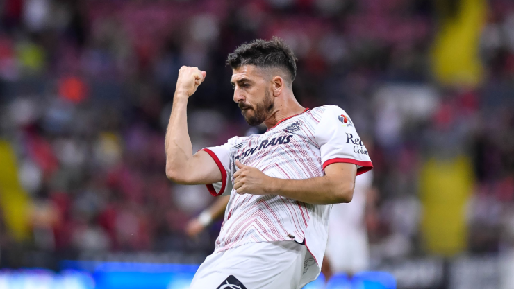 Paulinho festeja gol en el partido Atlas vs Toluca