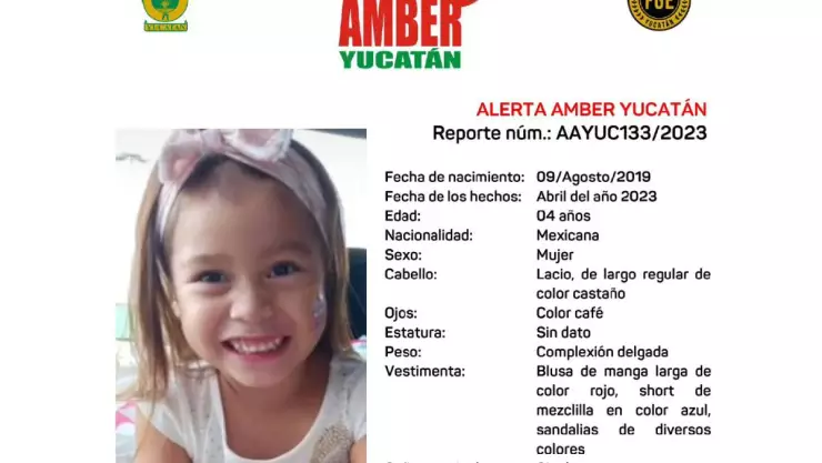 Alerta Amber_ Buscan a Aidalyn Uh, menor de 4 años desaparecida en Yucatán