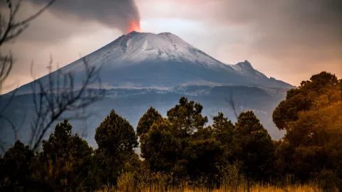 Caída de ceniza del volcán Popocatépetl