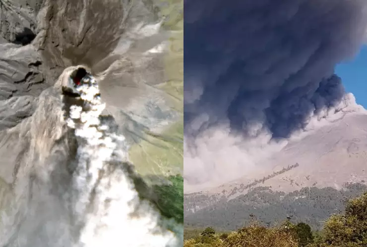 Fumarola del volcán Popocatépetl desde el espacio