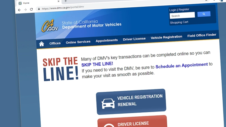 Sitio web del DMV de California