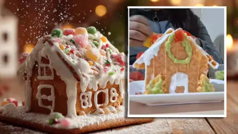 ¡FUSIÓN VIRAL! Crean casitas de jengibre a la mexicana y esta versión lleva chicharro