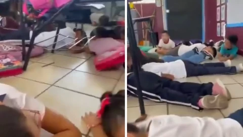 Maestra distrae a sus alumnos durante balacera cerca de la escuela