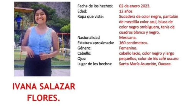 Alerta Amber Ivana Salazar Oaxaca