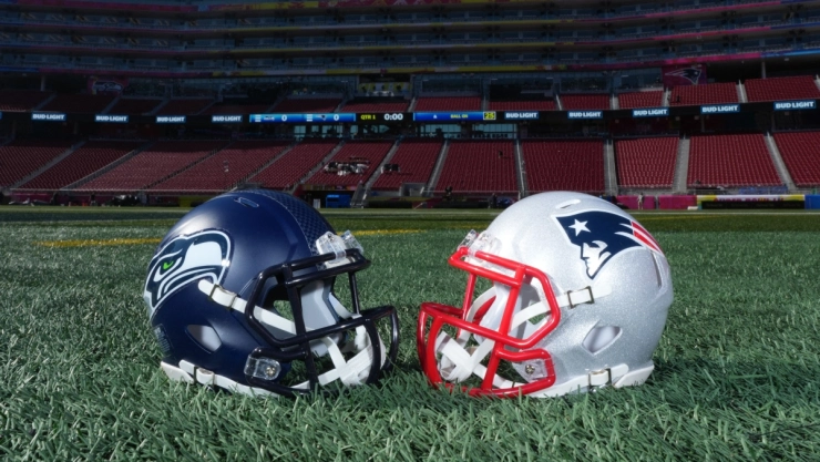 Cascos Seattle Seahawks y New England Patriots