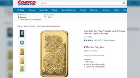 Costco ofrece barras de oro de una onza.
