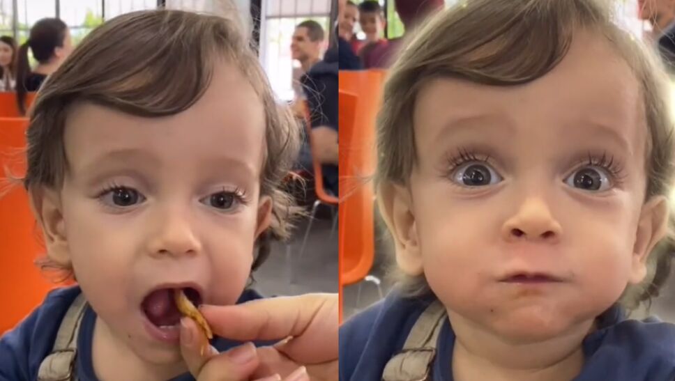 bebé reacciona al probar un taco al pastor.png