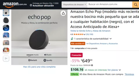 Oferta Amazon Echo Pop